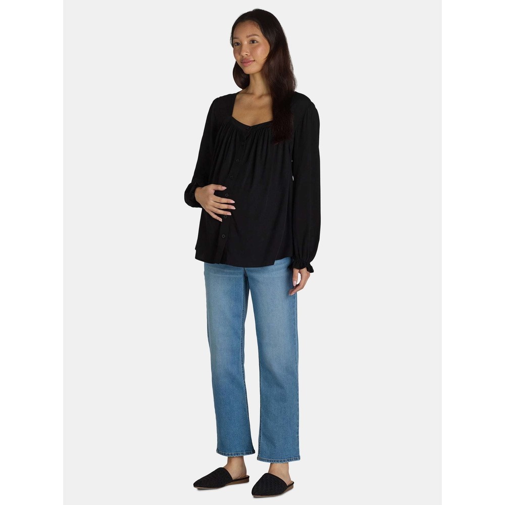 Time and Tru Straight Leg Jeans Womens Small 4-6 Maternity Comfort Belly Band - Picture 3 of 5